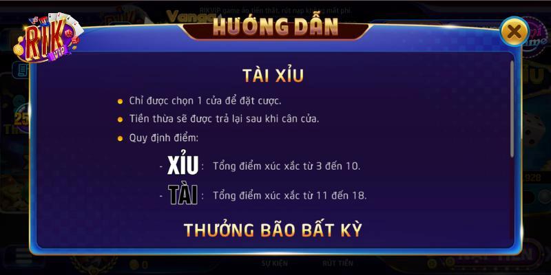 Tài xỉu Rikvip có luật chơi đảm bảo đơn giản